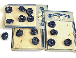 VTG NAVY BLUE ANCHOR BUTTONS 14 CHIC 3/8" PLASTIC SHANK OLD CARDS - Picture 1 of 2