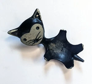 VINTAGE Walter Bosse Germany Metal Black Cat Ball Candle Trinket Holder K226 - Picture 1 of 7