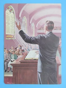 Original 1966 double-sided Print Minister Congregation Ten Commandments Church - Imagen 1 de 2
