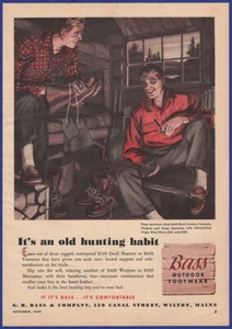 Vintage 1949 BASS Outdoor Footwear Boots Moccasins Weejuns Shoes 40's Print Ad - Picture 1 of 1