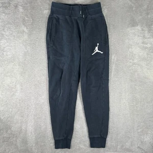 Air Jordan Sweatpants Mens Medium Black Fleece Tapered Cuffed Joggers Gym - Picture 1 of 10