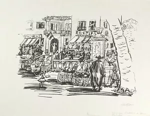 Eylert Spars, Marktplatz in Spanien, Steinzeichnung, handsigniert, 1959 - Bild 1 von 8