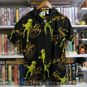 Disney Parks Kermit The Frog All Over Print Camp Shirt- Muppets Size Small Rare - Picture 1 of 4