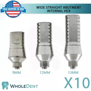 10x Straight Abutment Wide Platform Ø5.5mm Int Hex 2.42mm Dental - Picture 1 of 6