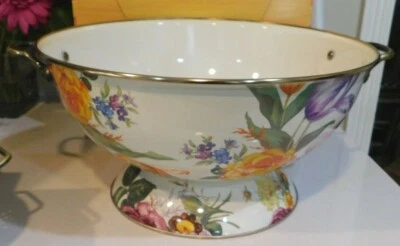 MACKENZIE-CHILD'S WHITE FLOWER MARKET ENAMEL EVERYTHING BOWL,NEW - Image 1 of 3