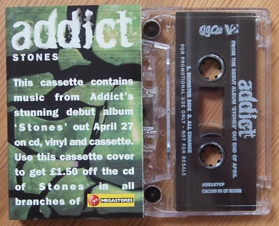ADDICT - STONES VIRGIN MEGASTORE PROMO CASSETTE 1998 4 TRACK SAMPLER HARD ROCK - Image 1 of 3