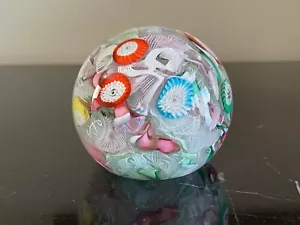 Murano Fratelli Toso Latticino Millefiori Glas Briefbeschwerer - Bild 1 von 8