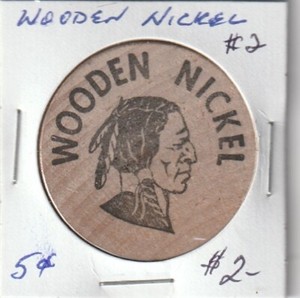 Wooden Nickel 5 Cents #2
