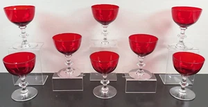8 Morgantown Radiant Ruby Liquor Cocktail Glasses Vintage Red Clear Stemware Lot - Picture 1 of 24