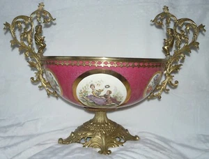 Coupe à fruits – Porcelaine de Limoges & bronze – Ref 1460 – pièce d’exception - Imagen 1 de 14
