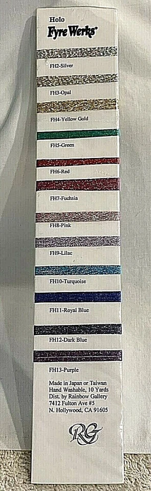 Rainbow Gallery Fyre Werks Hologram Sample Color Card 12 Colors Discontinued - Image 1 of 4