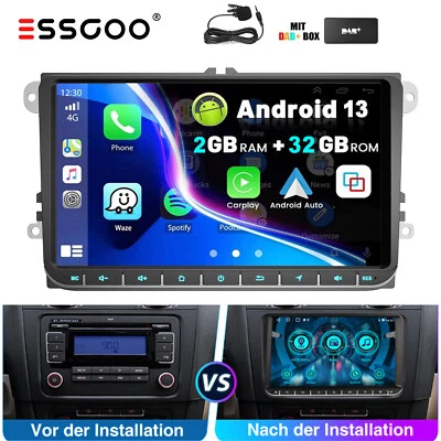 DAB+ Für VW Golf 5 6 Polo Caddy Touran Carplay Autoradio Android 13 GPS Navi RDS - Bild 1 von 4