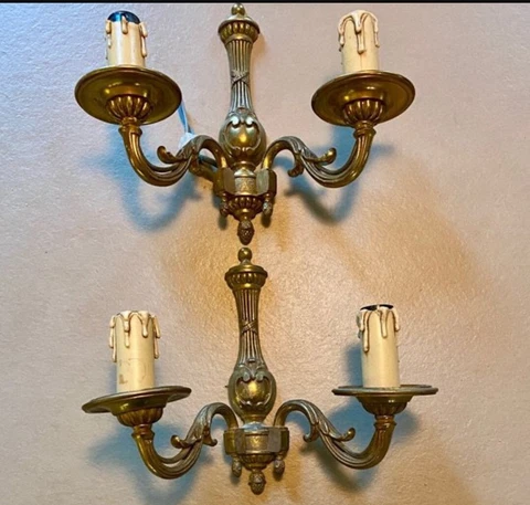 PAIR OF SCONCES RESTAURATION STYLE - BRONZE - FRENCH ANTIQUE Cover