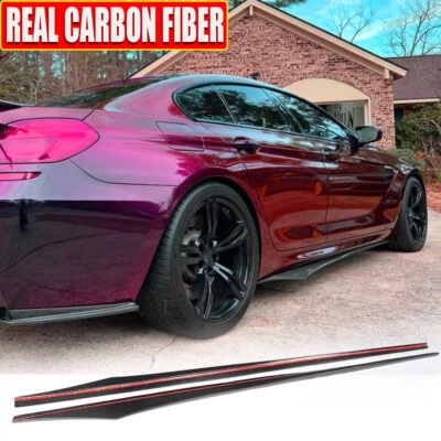 Labios de extensión faldones laterales para BMW F06 Gran Coupé 650i M-Sport M6 CARBÓN REAL Foto 1 de 4