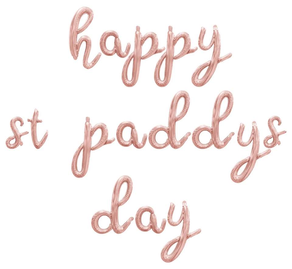 FELIZ DÍA DE SAN PADDYS Estandarte Globo Letra Cursiva - Decoraciones Día de San Patricio Foto 1 de 4