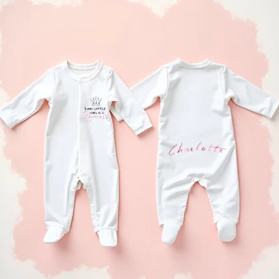 MILLY MOLLY MORLEY Schöne Baby Mädchen Kleidung PERSONALISIERT Prinzessin Babygrow/Schlafanzug *BELIEBIGER NAMEN