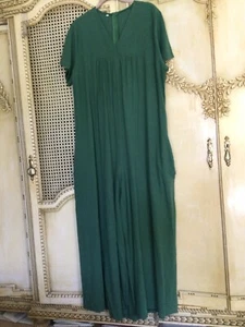 NWOT Unbranded Cotton blend Emerald Green wide leg Jumpsuit size 3XL - Picture 1 of 24