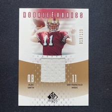Alex Smith 2005 SP Authentic Rookie Fabrics Gold Game Used Jersey Patch /100 RC