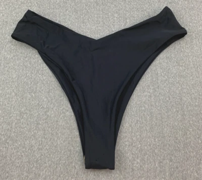 Sexy Bikini Tankini Moderno Corte Alto Descarado Traje de Baño Parte Inferior Para Mujer L Negro Sedoso Foto 1 de 4
