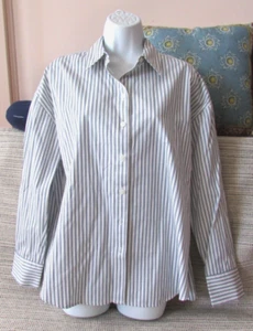 Camisa para mujer Club Monaco azul a rayas popelina de gran tamaño talla M - Imagen 1 de 6