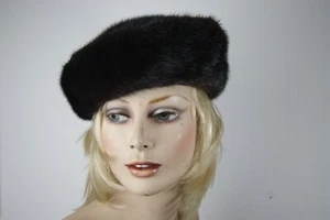 Pelz Kappe Nerz braun Damen Gr 55 Vintage 60-er Jahre Breiter Atelier München - Picture 1 of 10