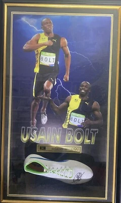 Usain Bolt Signed Puma Spike Boot Framed 60cmx95cm With COA - image 1 of 4