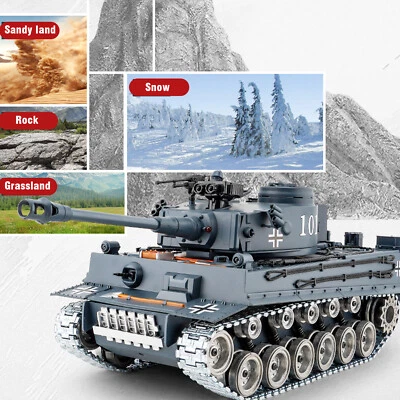 1/18 Alloy Rtr RC Tank Model 2.4ghz Remote Control Tank Metal Tracks Wheel SmoB5 - Image 1 of 4