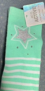 JUSTICE ACTIVE KNEE SOCKS SILVER STAR SHIMMER SIZE 13-5 SUPER CUTE ACCESSORY!! - Picture 1 of 2