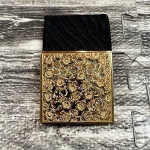 Polvere floreale quadrata COTY Art Déco vintage a specchio compatta in tonalità oro con custodia - Foto 1 di 7