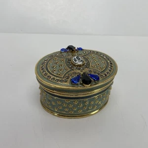 Ornate Metal Enamel Trinket Box Wesley Kropp Jewelry Stash Engagement Ring Vtg - Picture 1 of 13