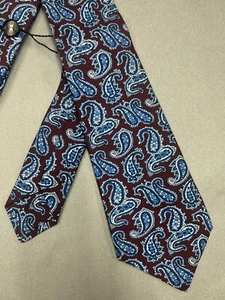$295.00 KITON NAPOLY 7 FOLDS LIGHT MAROON PAISLEY TIE - Picture 1 of 6