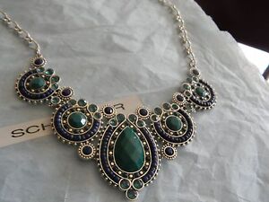  Premier Designs VICTORIA green blue crystal silver necklace RV $53 free ship 