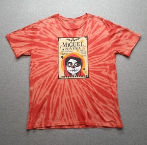 Box Lunch Pixar Coco Tie-Dye T-Shirt Men's XL Orange Miguel Rivera Poster - Picture 1 of 7