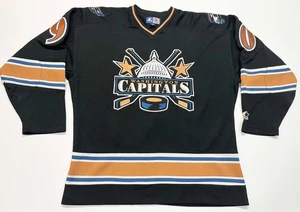 Vintage Starter Washington Capitals JUNEAU #90 NHL Hockey Jersey L Black Sewn - Picture 1 of 8