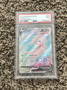 2021 Pokemon Sword and Shield Fusion Strike Full Art Mew V 250/264 PSA 9 MINT - Picture 1 of 2