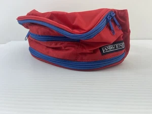 Vintage 80er Lands' End Bauchtasche Hüftgürtel 3 Reißverschlusstaschen verstellbar rot - Bild 1 von 8
