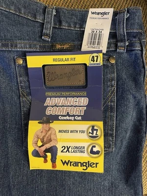 Wrangler Men's Advanced Comfort 38 x 34 Cowboy Cut Premium NWT Fast Shipping - Image 1 of 4