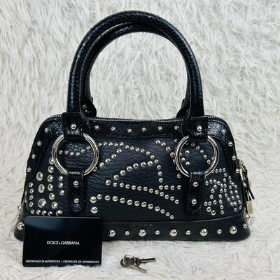 DOLCE&GABBANA Shoulder Hand Bag Black Leather Small Purse Vintage Authentic - image 1 of 4