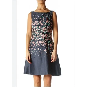 Vestido LOFT Outlet Para Mujer Talla 8 Sin Mangas Floral Ajuste y Acampanado Azul Marino Algodón - Imagen 1 de 12