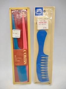 VINTAGE GOODY UNBREAKABLE COMB DETANGLER RETRO BLUE & RAT TAIL COMBS 70s/80s NOS - Picture 1 of 2