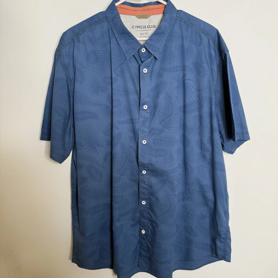 Cypress Club Men’s Blue Tropical Button Up Short-Sleeve Shirt Size XL - Image 1 of 4
