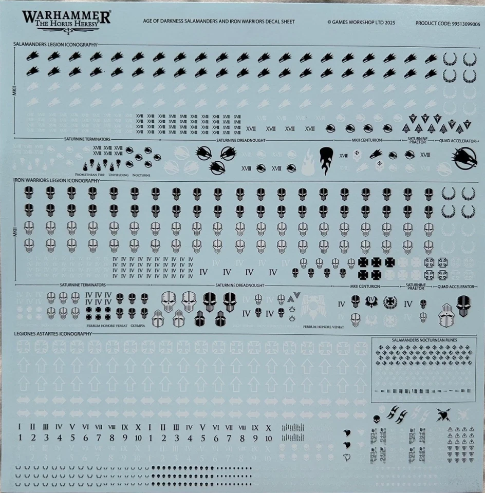 Warhammer Horus Heresy Salamanders & Iron Warriors transfer sheet/decals - Image 1 of 1