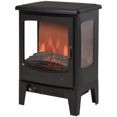 1800W TEMPERED GLASS ELECTRIC FIREPLACE HEATER BLACK - Image 1 of 4