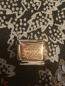 New Rose Gold Happy Birthday Charm Fits 9mm Classic Italian/Nomination Bracelet - Picture 1 of 3