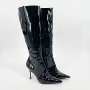 Bota Dolce & Gabbana y2k charol negro punta hasta la rodilla tacón alto IT 38 - Imagen 1 de 15