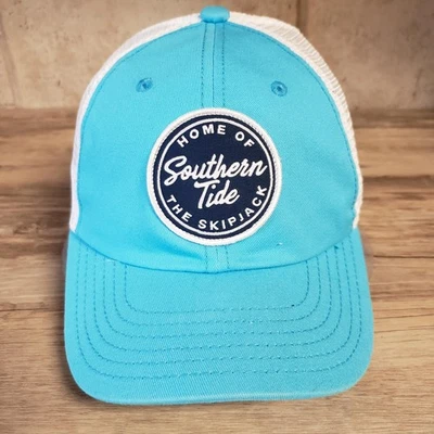 Southern Tide Hat Cap Snap Back One Size Blue White Mesh Trucker Patch Mens - Image 1 of 4