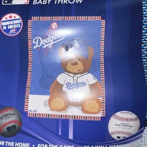 MLB Dodgers Teddy Bear Throw Knit Blanket Northwest Company. New - Picture 1 of 6