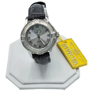 Reloj Invicta Angel 15083 correa de cuero gris con bisel de diamantes para mujer - Imagen 1 de 9