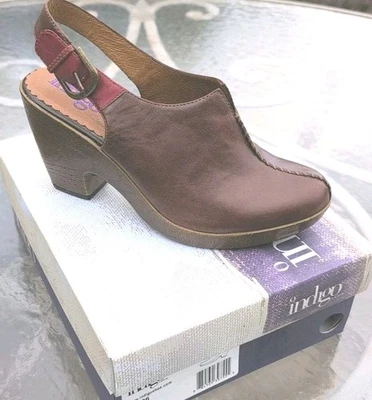 Sz 9 Indigo Carle Women's Leather Buckle Platform  Shoes Chestnut - Image 1 of 4