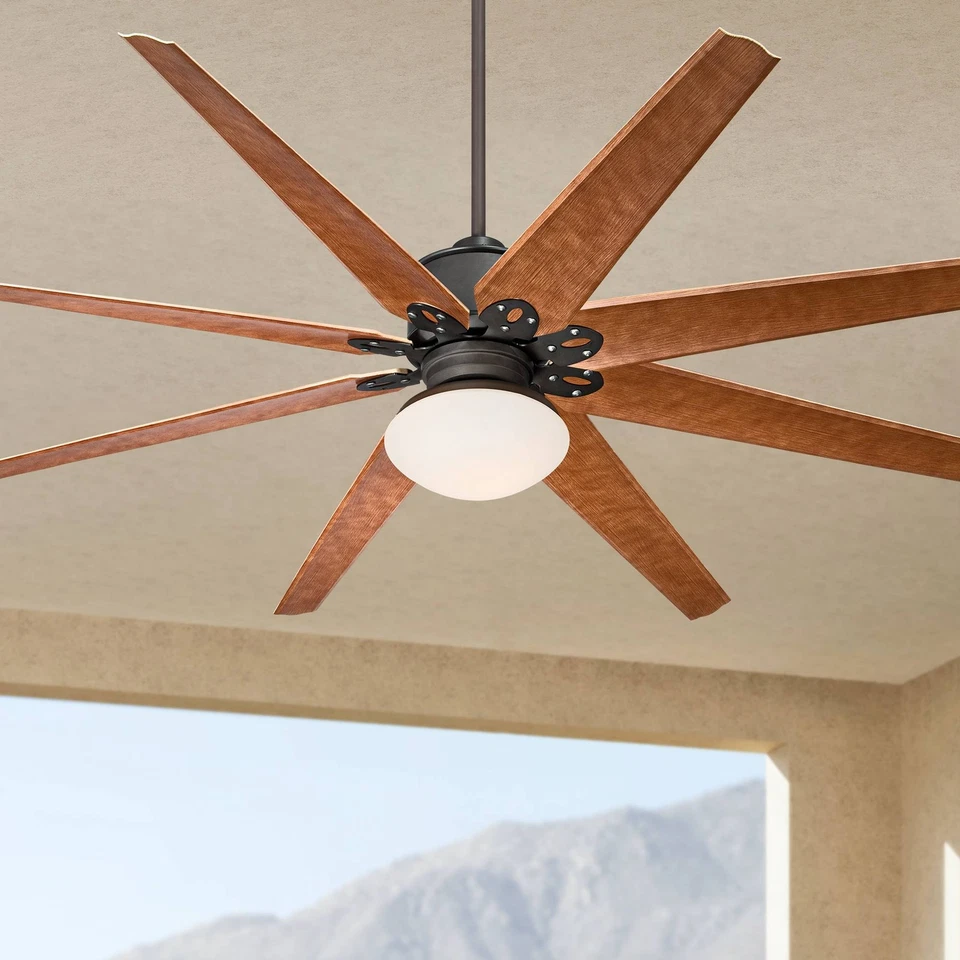 72" Outdoor Ceiling Fan with Opal Glass Light LED Remote Bronze Damp Patio - Image 1 of 4